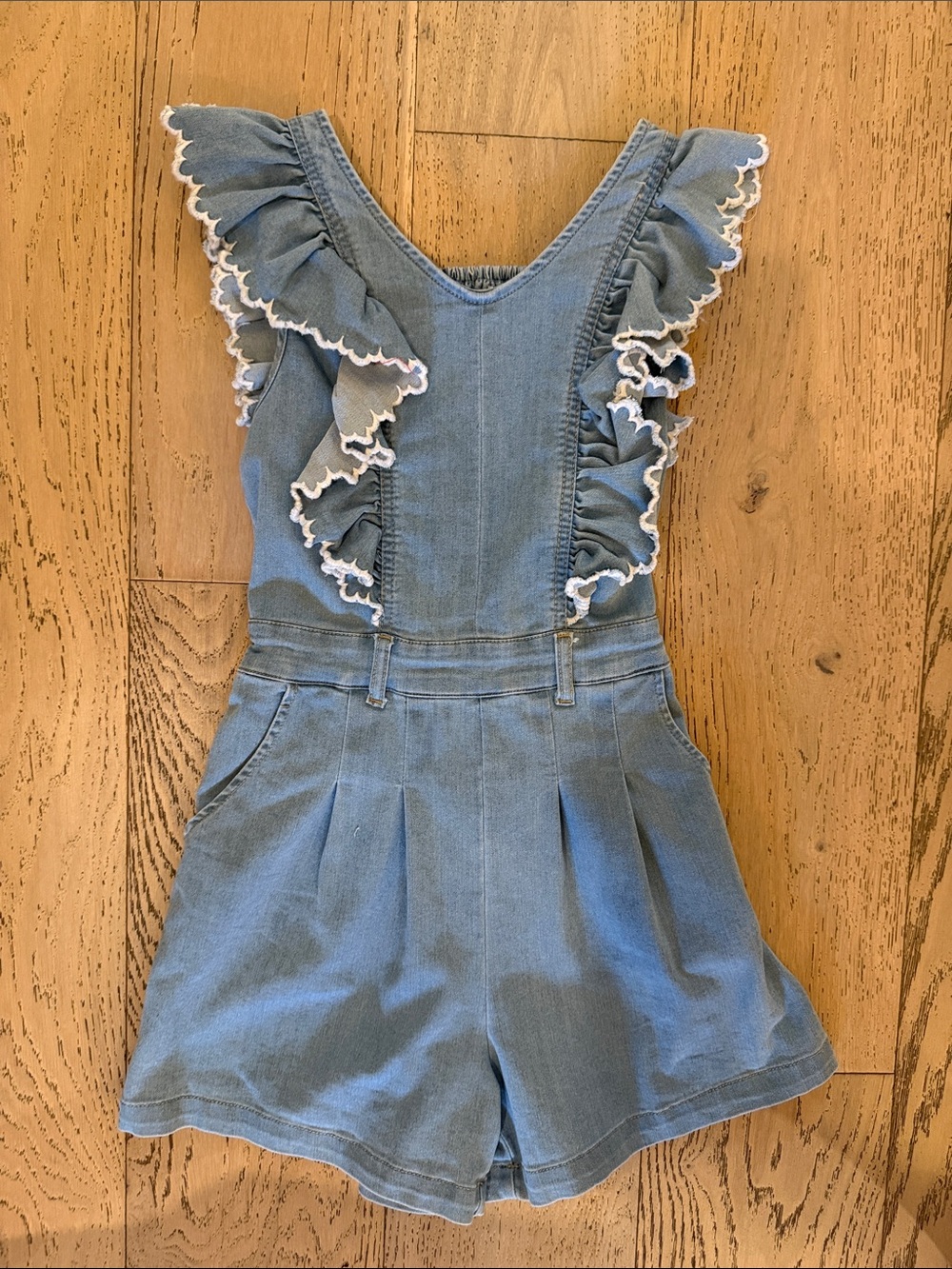 Habitual Blue Chambray Ruffle Romper